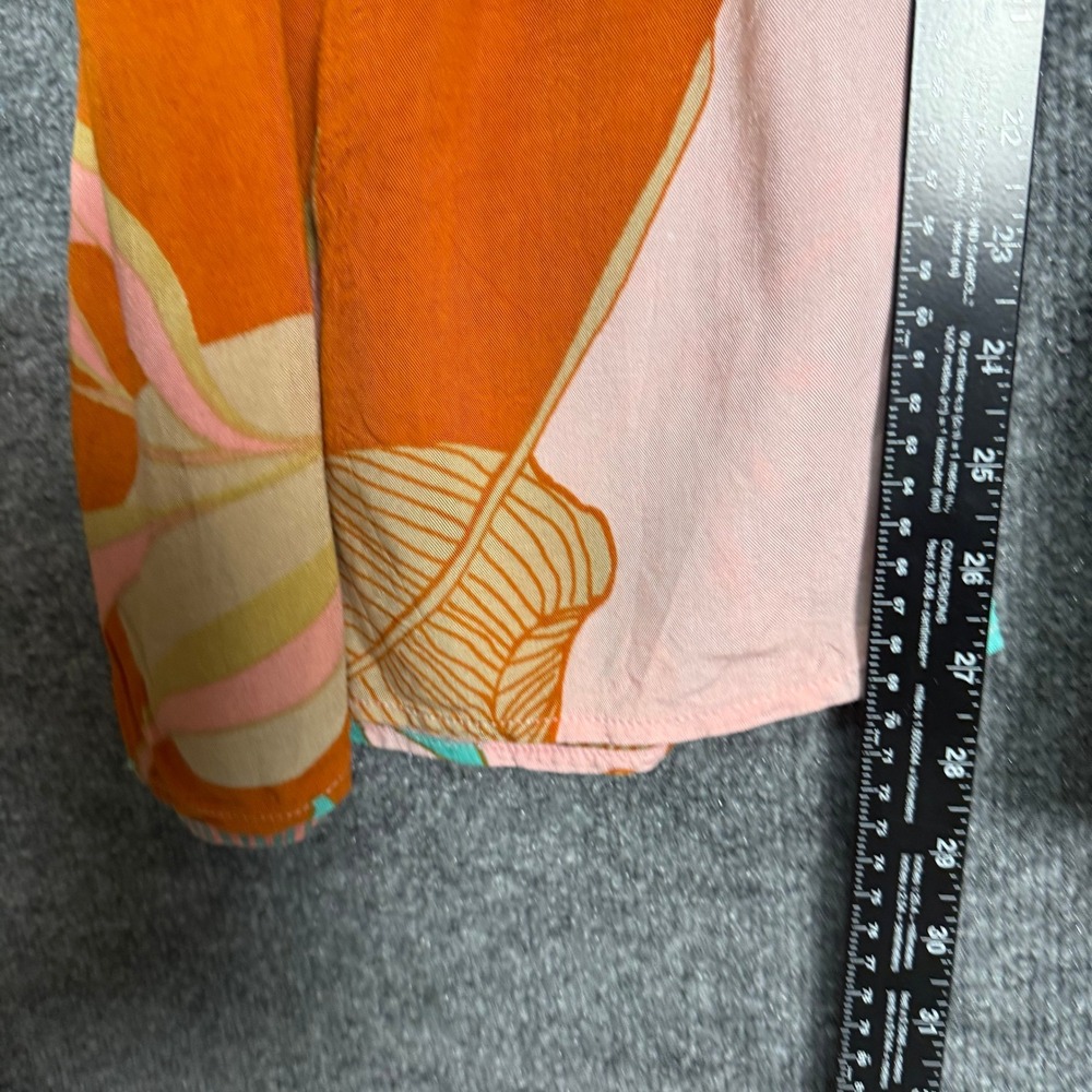 True Destinations Wide Leg Tropical Print Pull-On Pants Pink & Teal Womens Small - Picture 10 of 12